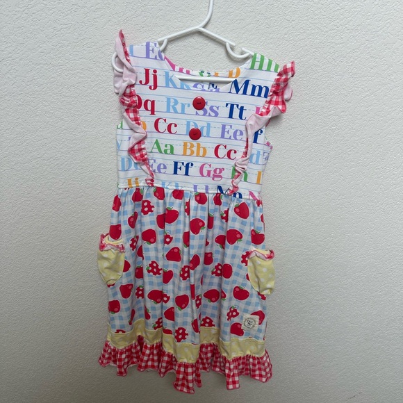 Olive Mae school rainbow Alphabet Kids Dress perfect for first day of school - Picture 2 of 7